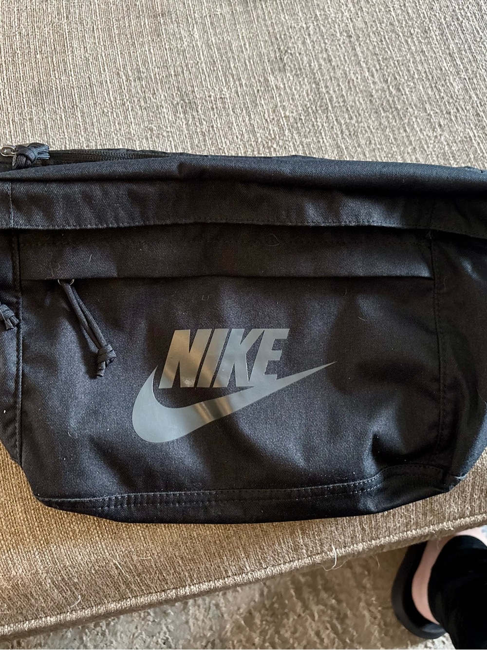 Nike Black Waist Pack with Gray Reflective Logo